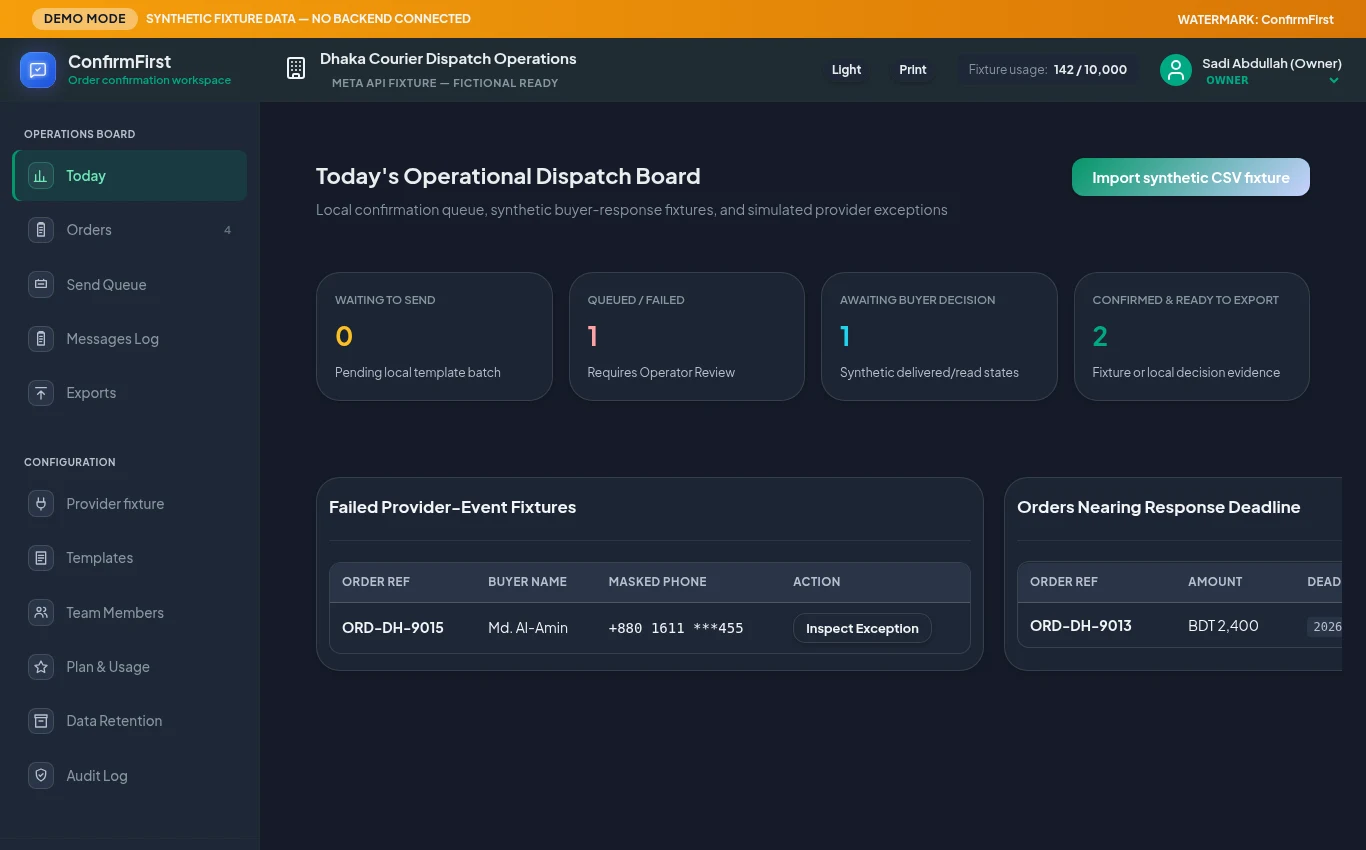ConfirmFirst Dashboard Preview